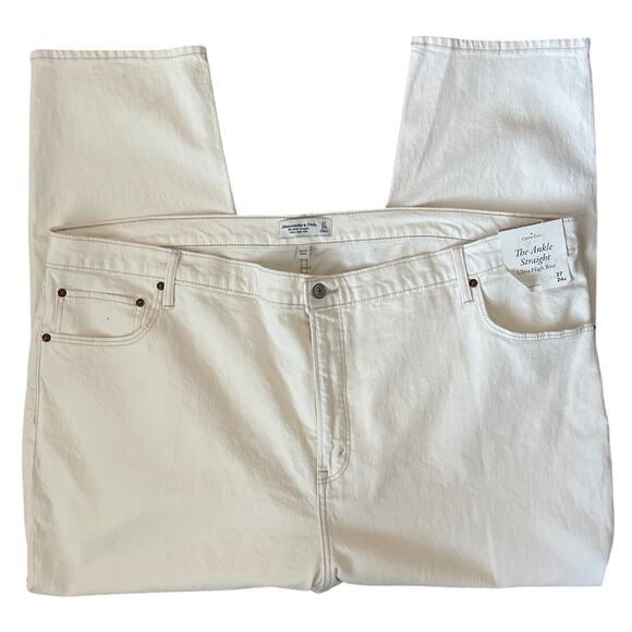 Abercrombie & Fitch The Ankle Straight Curve Love Ultra High Rise Cream‎ Size 24 - Picture 10 of 13
